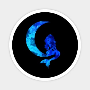 Blue Crescent Moon and Mermaid Silhouette Magnet